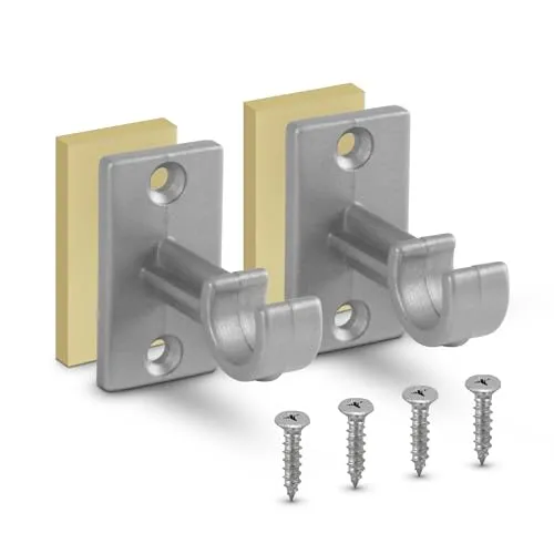 Bestlivings 4er Pack Ersatzträger für Gardinenstangen bis Ø 12 mm in Silber (L 3,5 cm), Träger für Cafehausstangen, Scheibenstangen