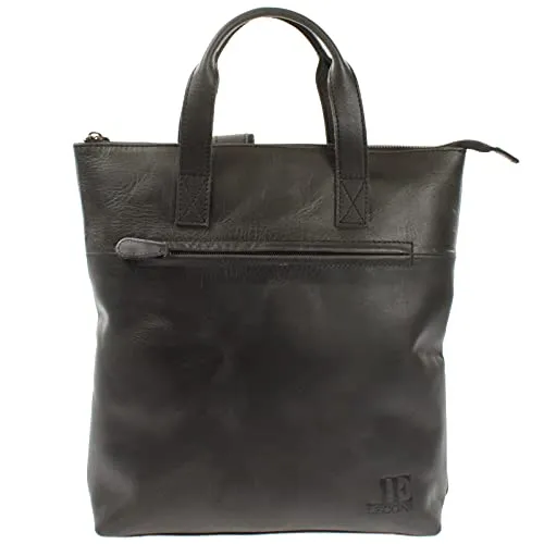 LECONI Rucksack bequemer Lederrucksack praktischer Freizeitrucksack City Stadt Damen und Herren aus Leder 31x33x10cm dunkelgrau LE1031-buf