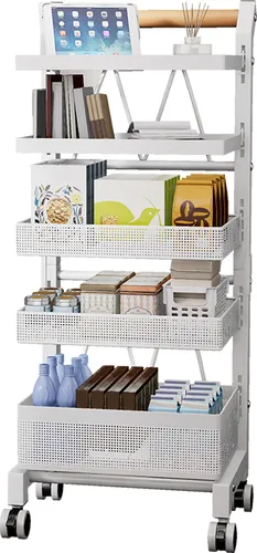 Heikoeco Rollwagen mit 3/4/5 Ebenen - Beistellwagen mit großem Fassungsvermögen, ideal für Küche und Badezimmer, stabil und flexibel einsetzbar dank 360-Grad-Universalrollen.