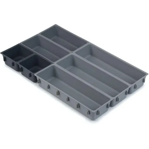 Joseph Joseph Blox 7-teiliges Küchenbesteck-Organizer Set - Modularer Schubladen-Organizer für Besteck, Utensilien und mehr, individuell anpassbar und mit rutschfesten Füßen für sicheren Halt.