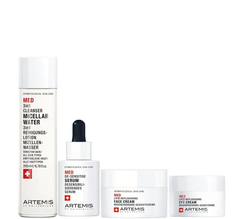 ARTEMIS Hautpflege-Set MED für sensible Haut, 4-tlg. - Das ARTEMIS MED Hautpflege-Set bietet eine sanfte Pflegeroutine für empfindliche Haut. Mit dermatologisch getesteten Produkten zur Beruhigung und Stärkung der Hautbarriere – für eine geschmeidige, ausgeglichene Haut.