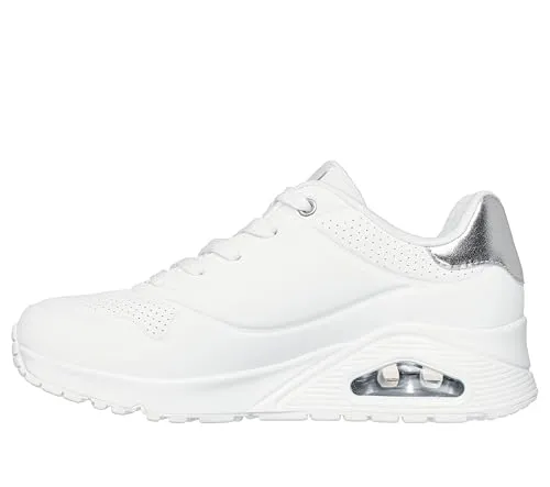 Skechers Damen UNO Golden Air Sneaker, weiß, 40 EU - Damen-Sneaker mit synthetischem Durabuck-Obermaterial, stylischen Goldakzenten und flexibler Traktionslaufsohle für optimalen Komfort und Halt.