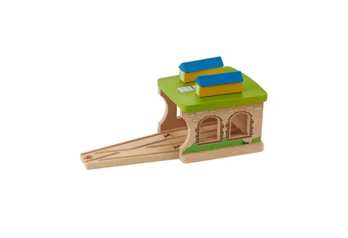 EverEarth® Lernspielzeug Eisenbahnschuppen aus Holz – Zubehör für Eisenbahnspiel