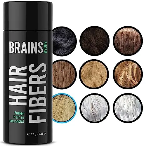 Brains & Son Streuhaar - Premium Haarverdichtung/Schütthaar mit Soforteffekt bei Geheimratsecken, Haarausfall und lichtem Haar - Haarpuder | 25g (HELLBLOND)
