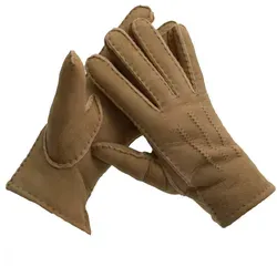 Reissner Lammfelle Lederhandschuhe - Echte Merino Lammfell Handschuhe - Elegante Handschuhe aus 100% Veloursleder und atmungsaktivem Lammfellfutter, ideal für kalte Tage. Größe 7, Beige, für stilbewusste Träger.