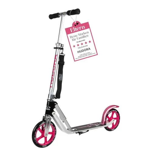 Hudora Big Wheel 205 pink/black - Flexibler Scooter für alle Altersgruppen - Roller/Kickboards: Der BigWheel 205 von HUDORA bietet durch höhenjustierbaren Lenker und leichtes Aluminium höchsten Fahrkomfort und Sicherheit für kleine und große Fahrer.