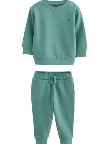 NEXT Jungen Logo Jogginghose und Sweatshirt im Set Grün 80-86