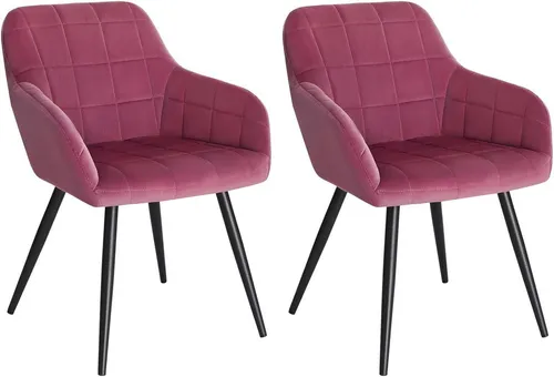 Woltu Esszimmerstuhl Set 2 Stühle, Bordeaux Polsterstühle mit Metallbeinen - Stühle für Esszimmer und Küche, gepolsterte Sitz- und Rückenlehne für hohen Komfort, ideal für jeden Bodenbelag, zeitloses Design.