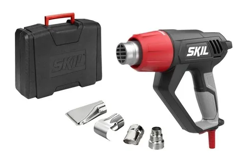 SKIL Heißluftgebläse 8003 FD - 2000 Watt Leistung - Heißluftpistole mit drei Temperatureinstellungen (70°C, 450°C, 600°C) und einem Luftstrom von 350-550 l/min. Ideal zum Entfernen von Anstrichen und Verformen von Kunststoffen. Inklusive Koffer und Düsen.