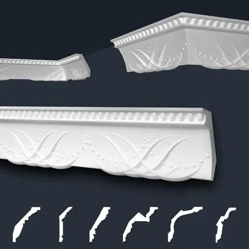 Marbet Stuckleisten Sparpaket B-46 - 20 Meter weiß aus Styropor - 20 Meter Stuckleisten B-46, ideal für dekorative Wandabschlüsse. Extrem leicht, einfach zu verarbeiten und überstreichbar mit allen Wandfarben. Perfekt für stilvolle Raumgestaltungen!