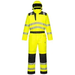 Portwest PW3 Warnschutz-Winter-Overall, Gelb/Schwarz, Größe: 3XL - Arbeitsoverall, wasserdicht mit versiegelten Nähten und weichem Insulatex-Futter für Wärme und Komfort, ideal für kalte Arbeitsbedingungen.