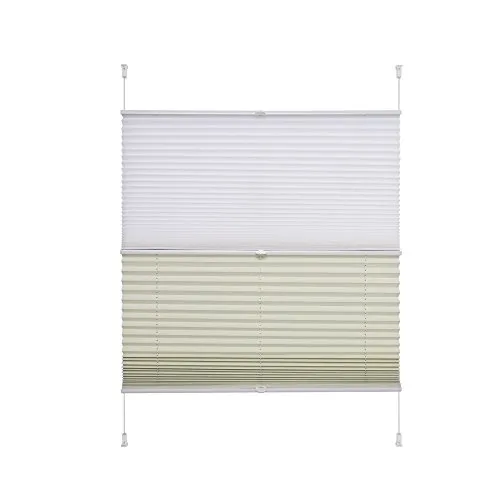 Liedeco® Plissee (Day und Night) 40 x 130 cm - Plissee für Fenster und Türen, lichtdurchlässig und verdunkelnd, ohne Bohren montierbar. Ideal für Mietwohnungen mit einem robusten Klemmträgersystem und stufenlos verstellbar.