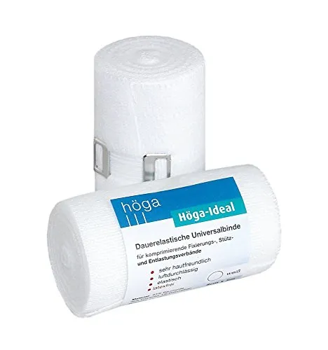 Höga-Ideal dauerelastische Idealbinde, 8 cm x 5 m, mit kurzem Zug, ca. 95% dehnbar, 2er Pack (2 x 1 Binde)