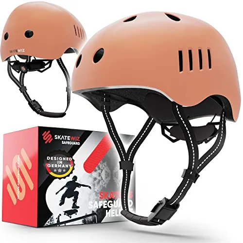 SKATEWIZ Kinder Fahrradhelm Kinder Skaterhelm für Jungen und Mädchen in Coral | Stylischer Kinder Helm Fahrrad Kinderhelm Größe S
