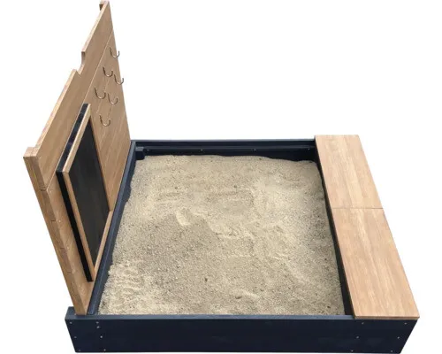 Ambia Garden Sandkasten - Anthrazit & Braun, Holz aus Hemlocktanne - Sandkasten aus hochwertiger Hemlocktanne (90x74x100 cm), mit hohem Rand und Sitzfläche. Ideal für Outdoor-Spielspaß, FSC-zertifiziert und mit Holzschutz vorbehandelt.