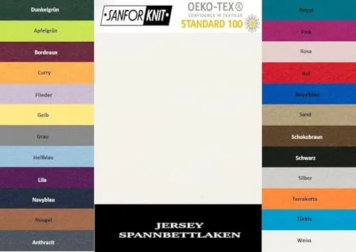 EXKLUSIV HEIMTEXTIL Jersey Spannbettlaken 180 x 200 cm Naturweiss 100% Baumwolle Öko - Tex Zertifiziert Bed-Sheet Bettlaken Spannbetttuch