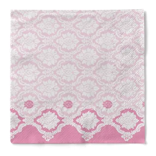 Sovie HORECA Tissue Serviette MANDY in ALTROSA, 40 x 40 cm, 3-lagig, 1/4 Falz, 100 Stück – Ornament-Blütendesign – hochwertige, weiche Einwegserviette für Gastronomie und Events