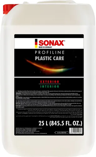 Sonax PROFILINE PlasticCare 25 L - Hochwertige Kunststoffpflege - Reiniger für professionelle Fahrzeugaufbereiter, frischt Farben auf und gibt dezenten Glanz, ideal zur Kaschierung von Vermattungen und Kratzern.