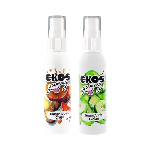 Eros Yummy - Geschmacksspray für aufregendes Vorspiel - Ginger Citrus Crush & Green Apple Fusion - 2 x 50 ml - Entdecken Sie die fruchtige Kombination aus Ginger Citrus Crush und Green Apple Fusion. Ideal für ein spielerisches Vorspiel. Die praktische Sprühfunktion sorgt für mühelose Anwendung und sofortige Erfrischung. Perfekt für Paare, die Abwechslung suchen.