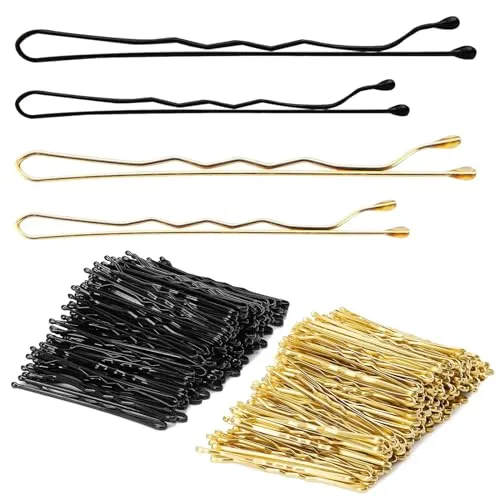 DALAETUS 400 Stück Haarspange Set, Haarklammern, Haarnadeln, Bobby Pins, Haarclips für Dickes Dünnes Haar Frauen Mädchen Kinder(5 & 6CM/ Gold & Schwarz)