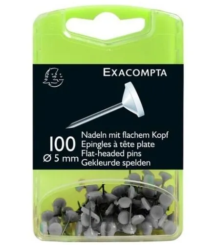 Exacompta Blisterbox 100 Stück Flachkopfnadeln Ø5mm Spitze 8mm weiß