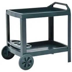 vidaXL Getränkewagen Grün 69×53×72 cm - Praktischer Getränkewagen aus wetterbeständigem Kunststoff, ideal für Terrasse und Garten. Mit zwei Ebenen und Weinglashalter für einfachen Transport von Speisen und Getränken – perfekt für Ihre nächste Feier!