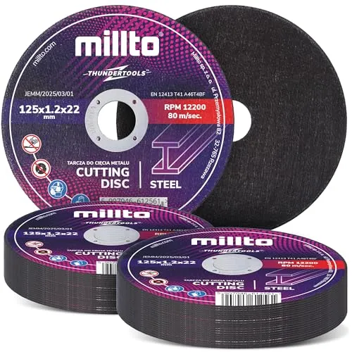 50x Millto Trennscheibe Metalltrennscheibe 125x1,2 mm Stahl Edelstahl Metall Blech für Winkelschleifer Schneidewerkzeug Metallbearbeitung Präzisen Schnitten Hohe Qualität