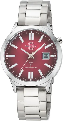 MASTER TIME Funkuhr MTGA-109045-81M - Armbanduhr für Herren mit Quarzwerk und Edelstahlarmband, kombiniert analoge und digitale Anzeige. Wasserdicht bis 5 bar und mit leuchtenden Zeigern für optimale Sichtbarkeit.