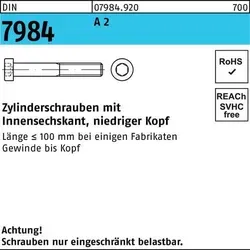 Edelstahl Zylinderschraube DIN 7984 M10 x 30mm - Hochwertige Zylinderschraube aus Edelstahl A2, ideal für präzise Anwendungen mit niedrigem Kopf und Innensechskant. Perfekt für Eisenwaren und vielseitig einsetzbar.