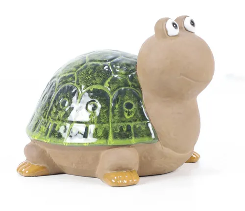 Dehner Gartenfigur Schildkröte aus frostbeständiger Keramik - Gartenfiguren & Skulpturen, 19.5 x 25 x 19 cm, ideal für den Außenbereich, frostbeständig und langlebig in stilvollem Dunkelgrün.