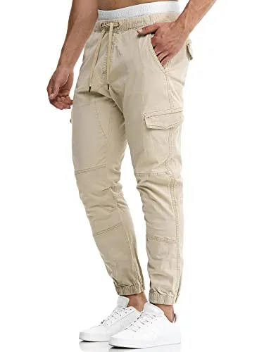 Indicode Herren Levy Cargohose aus Baumwolle mit 6 Taschen | Cargo Chino Hose Männer White Pepper, 3XL