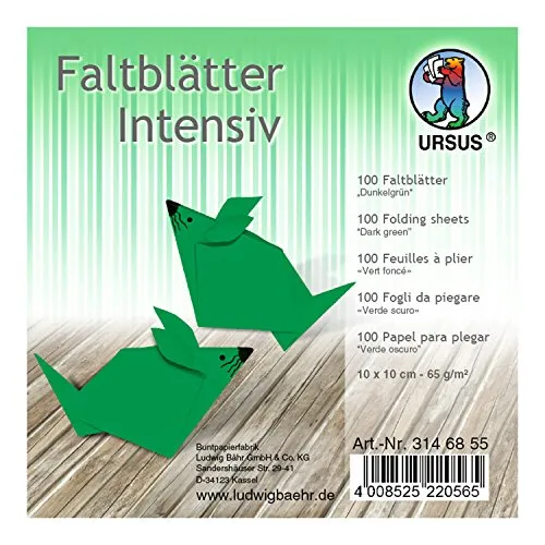 Ursus 3146855 - Faltblätter, 10 x 10 cm, 100 Blatt, dunkelgrün