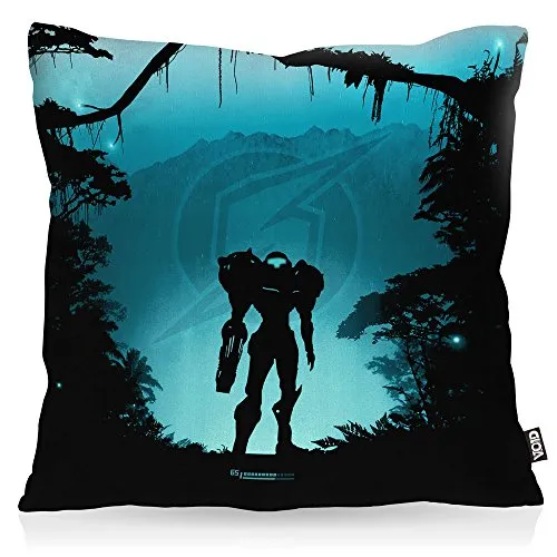 VOID Heroic Samus Kissenbezug Kissenhülle Outdoor Indoor Nerd Gamer NES SNES Switch, Kissen Größe:40 x 40 cm