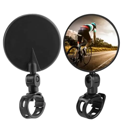 Fahrradspiegel, 2 Stück Rückspiegel, HD 360 Grad Drehbar für E-Bike, Passend für 15-35 mm Lenker, Klappbar für Mountainbike, Rennrad, Motorrad