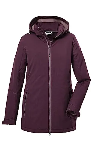 killtec Damen Softshelljacke/Outdoorjacke mit abzippbarer Kapuze KOW 8 WMN SFTSHLL JCKT, dunkelpflaume, 36, 39685-000