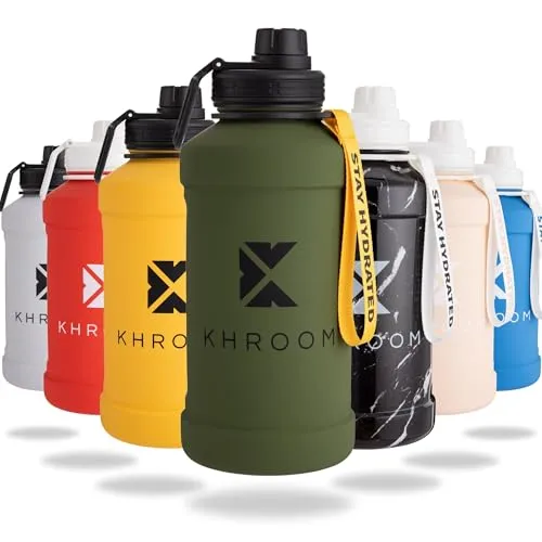 Khroom Edelstahl Trinkflasche 2,2L – Auslaufsicher und BPA-frei - Große 2,2L Wasserflasche aus Edelstahl, ideal für Sport und Outdoor. Bruchsicher und kohlensäuregeeignet, perfekt für Fitness und Gym.