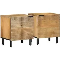 vidaXL Nachttische 2 Stk. Braun aus Massivholz Mango von vidaXL