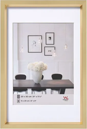 Walther Kunststoffrahmen Steel Style 50x60 cm gold - Bilderrahmen für 40x50 cm Fotos, mit elegantem Passepartout und klarem Glas, ideal für stilvolle Wandgestaltung.