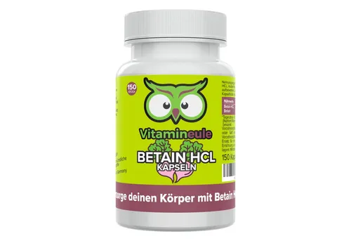Vitamineule Betain HCL Kapseln - 500 mg natürliche Unterstützung für Allergiker - Pflanzenextrakte: 100% vegane Betain HCL Kapseln, in Deutschland hergestellt und frei von künstlichen Zusatzstoffen, ideal für Allergiker und garantiert höchste Produktqualität.