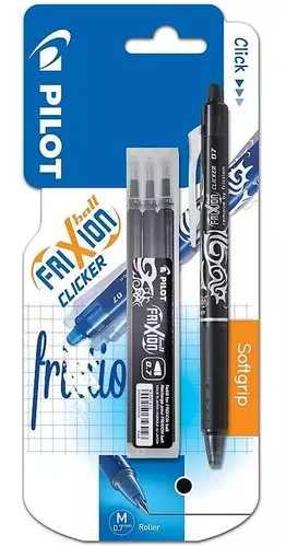 Pióro kulkowe wymazywalne FriXion Cliker czarne + 3 wkłady czarne 3131910212171