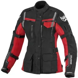 Berik Torino wasserdichte Damen Motorrad Textiljacke, schwarz-rot, Größe 38