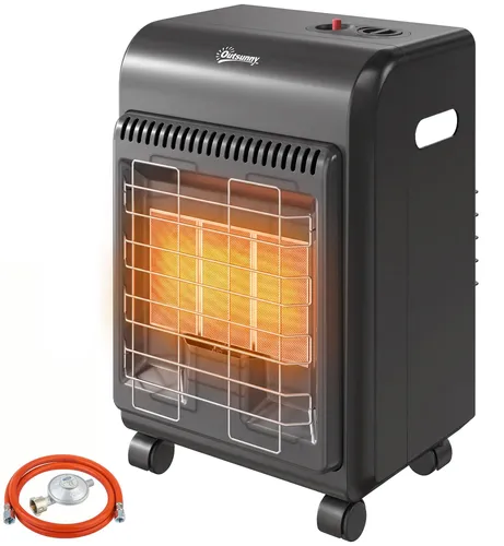 Outsunny Gas Heizstrahler Outdoor 1,5-4,2 kW mit Rollen