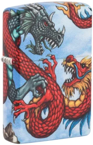 Zippo Feuerzeug mit Kampfdrachen-Design - Feuerzeuge, einzigartiges Design mit Drachenmotiven und windfest, ideal für stilvolle Alltagsabenteuer.