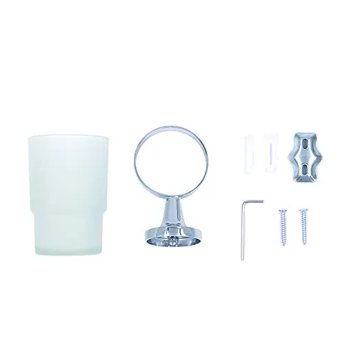 WANGCL Zahnputzbecher mit Halterung, Edelstahl Zahnputzbecherhalter mit Glasbecher Zahnputzbecher Wand für Badezimmer Einzelbecher