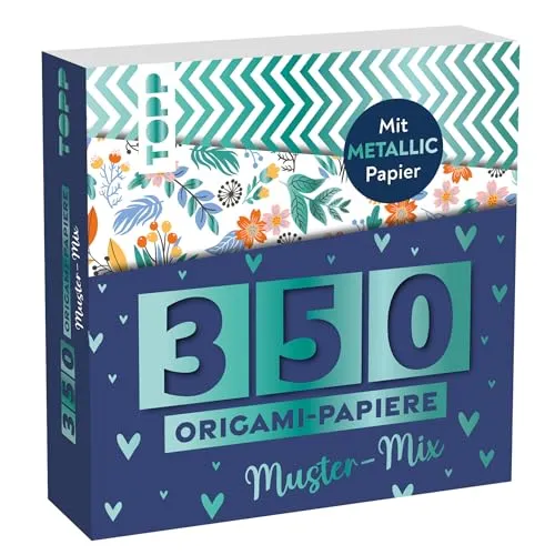 Origami-Papiere - Muster-Mix: 350 Falt-Papiere (14 x 14 cm, 80 g/m²), 25 Designs mit 50 Metallic-Papieren und 10 inspirierenden Anleitungen