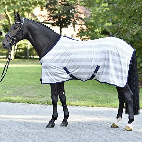 BUSSE Pferde-Fliegendecke Transport-Fliegendecke Stripe - silver (navy) 135 cm - Sonstiger Pferdebedarf, schützt Ihr Pferd vor Insekten und bietet gleichzeitig einen hohen Tragekomfort.