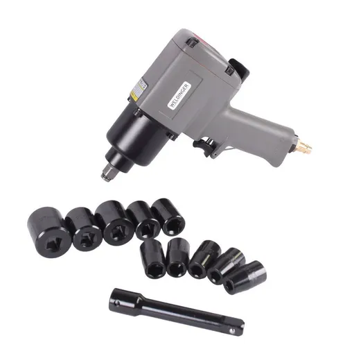 WELDINGER Profi Druckluft-Schlagschrauber-Set 200-750 Nm mit Koffer - Leistungsstarker Druckluft-Schlagschrauber mit einstellbarer Schlagkraft und 10 Schlagnüssen im praktischen Koffer. Ideal für präzise Arbeiten und vielseitige Anwendungen.