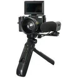 Realishot Vlg-4K Vlogging Kamera Set - 16-facher Digitalzoom, schwenkbares Display, inklusive Stativ und Powerbank für ununterbrochene Aufnahmen