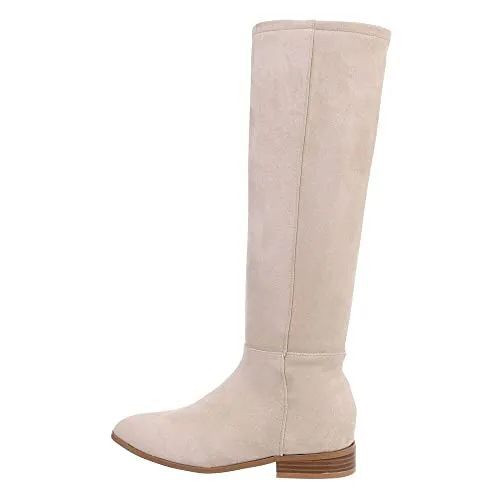 Ital Design Damen Flache Stiefel MVP318 in Beige, Gr. 38 von Italdesign