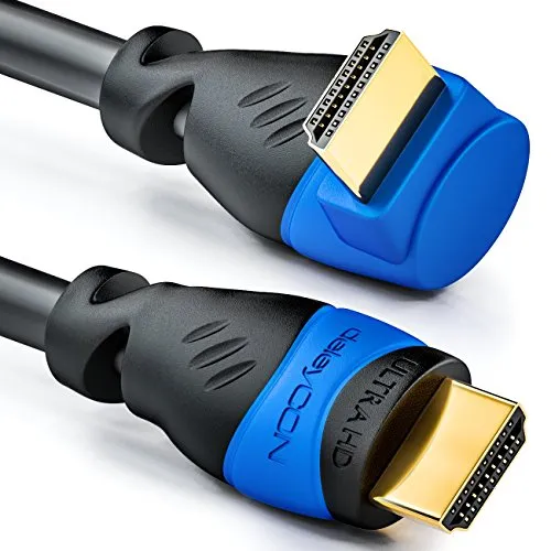 deleyCON 5m HDMI Kabel gewinkelt (90° Grad Winkel) - UHD 4K HDR 1080p 2160p eARC - Für TV, Soundbar, Monitor, PC, Laptop, Beamer, PS5, Xbox - Schwarz